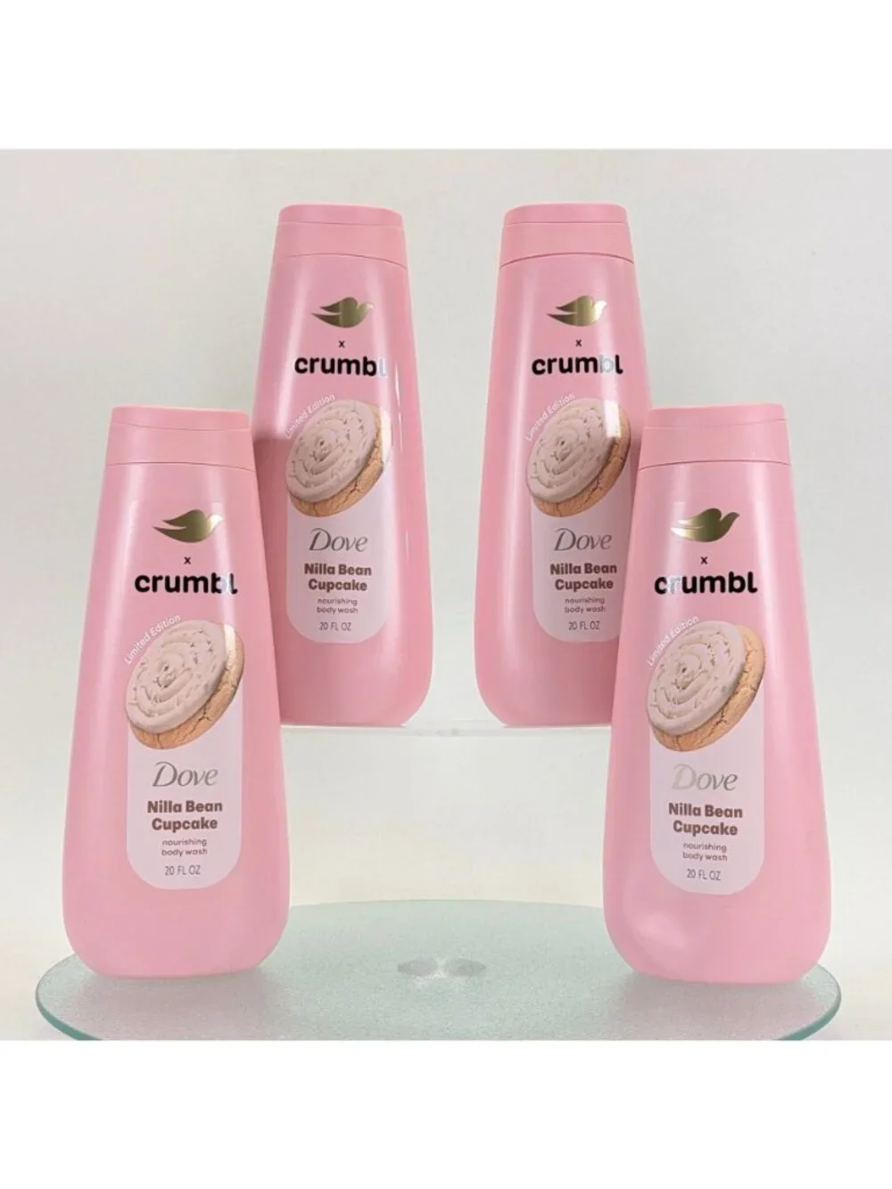 Dove X Crumbl Lot of 4 Nilla Bean Cupcake Body Wash 20 oz - Limited Edition -NEW